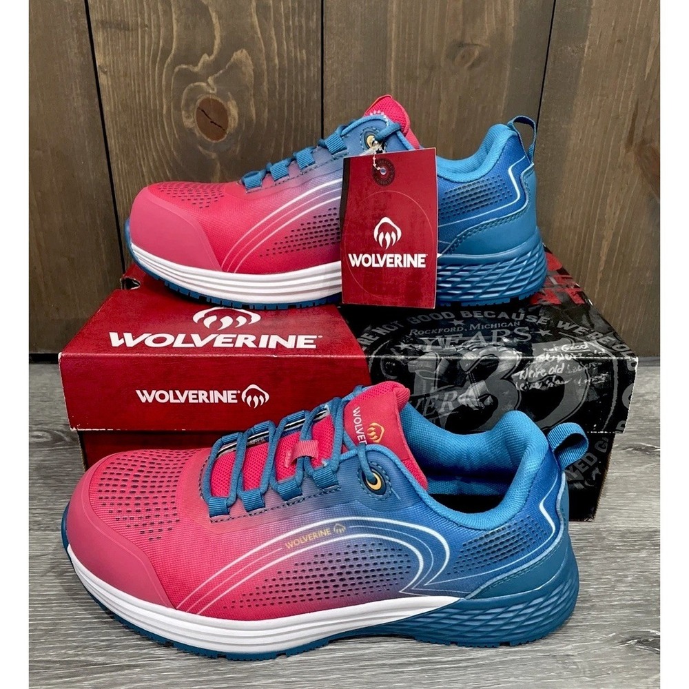 Wolverine Dash‎ Composite Toe Watermelon/Blue Athletic Work Shoes Women's 9M NWB